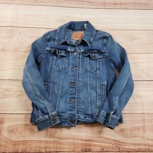 Levis Jean Jacket Women Small Blue Outdoor Denim‎ Motorcycle Trucker Ladies A1